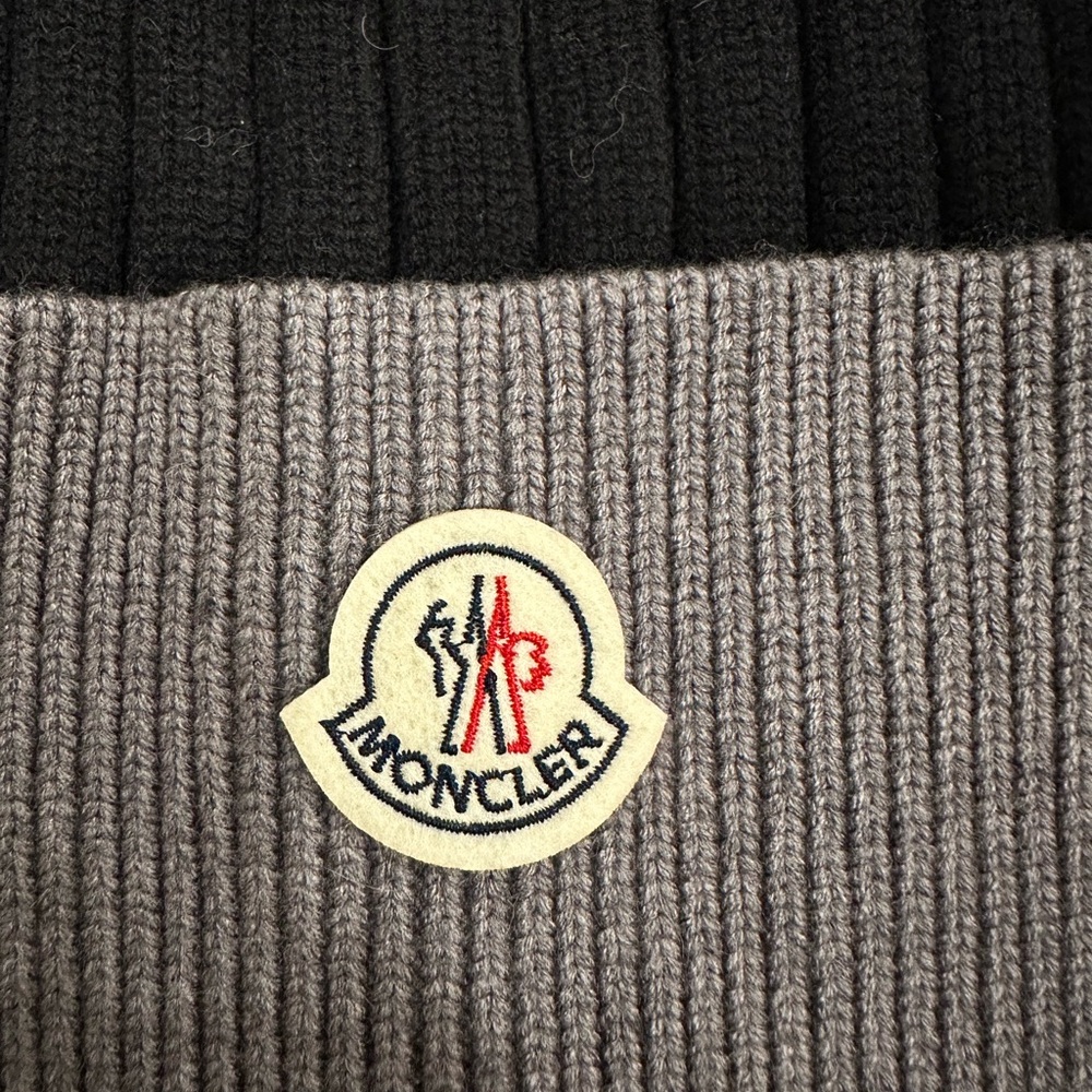 Moncler Black and Gray Knit Beanie
